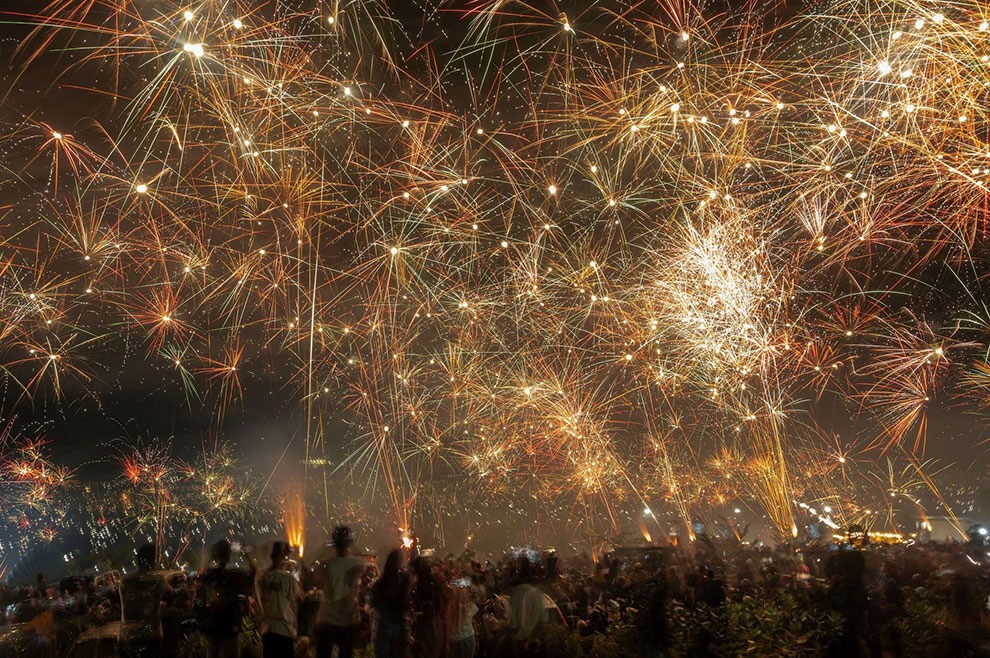 People celebrate New Year's Eve in Palu, Central Sulawesi province, Indonesia. Antara Foto/Basri Marzuki