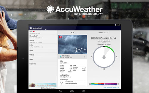 پیش بینی دقیقه به دقیقه وضعیت آب و هوا با AccuWeather