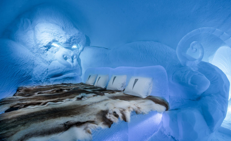 هتل یخی سوئد؛ شاهکاری بلورین از هنر معماری با یخ و برف