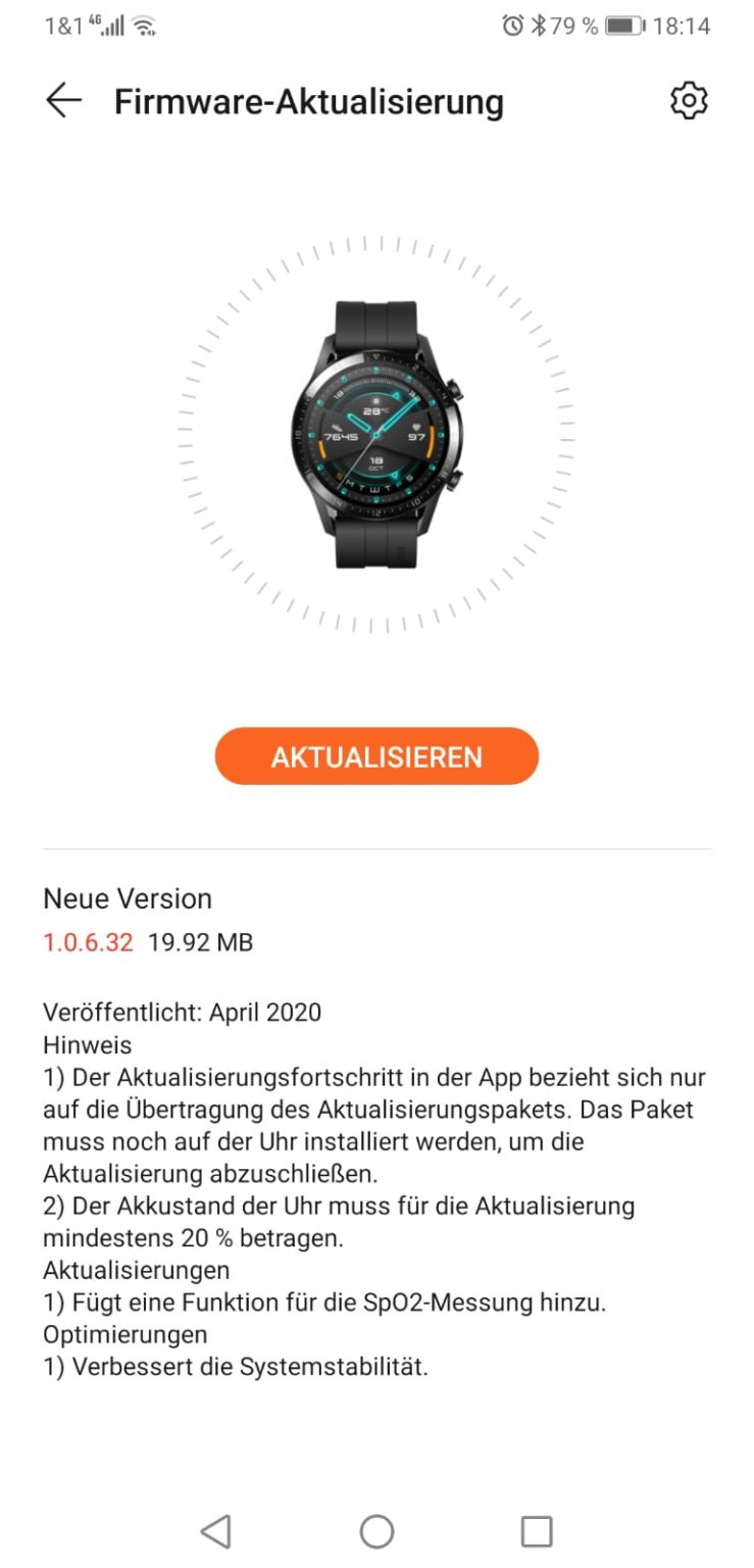 Actualización huawei watch outlet gt 2 2020