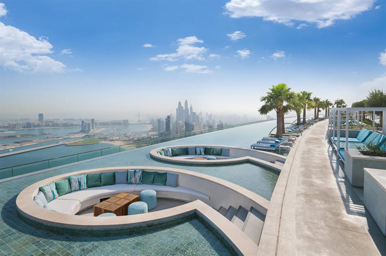 Address Beach Resort infinity pool, Dubai, UAE