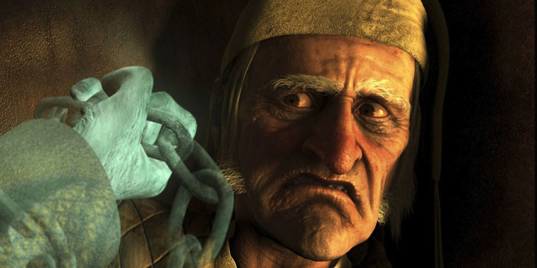 Ebenezer Scrooge And The Christmas Ghosts in 'A Christmas Carol' (2009)