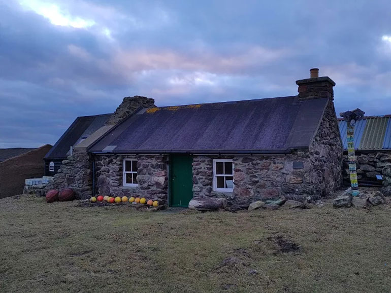 The old cottage of Johnnie Notions' - who independently developed a cure for smallpox in eighteenth century Shetland. The Eshaness abode is now offered as a "camping böd".Euronews Travel