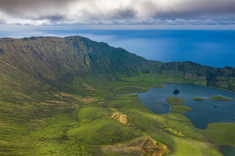 A volcanic crater on Corvo island in the Azores, PortugalCanva