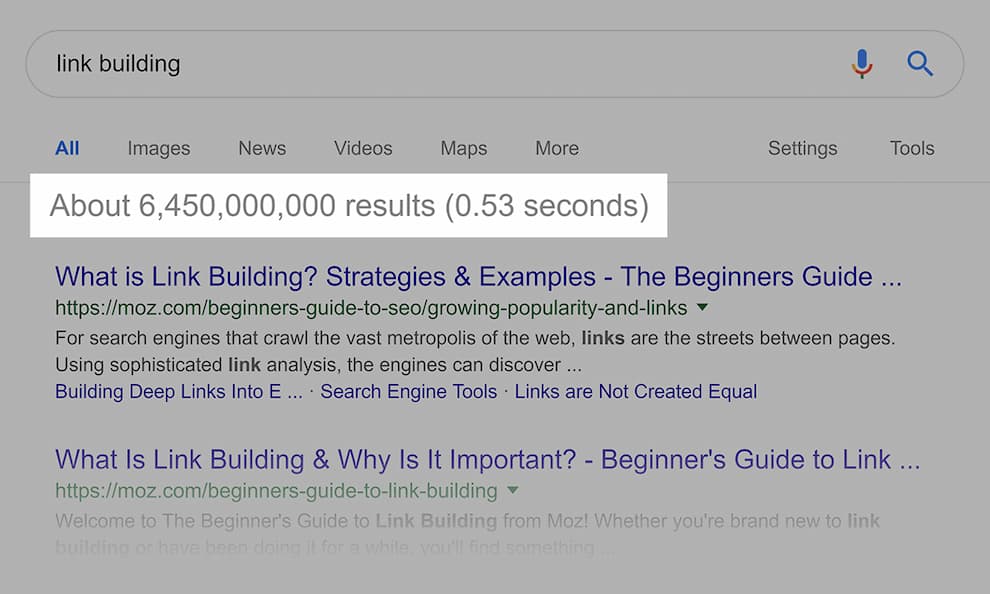 Google search – “link building”