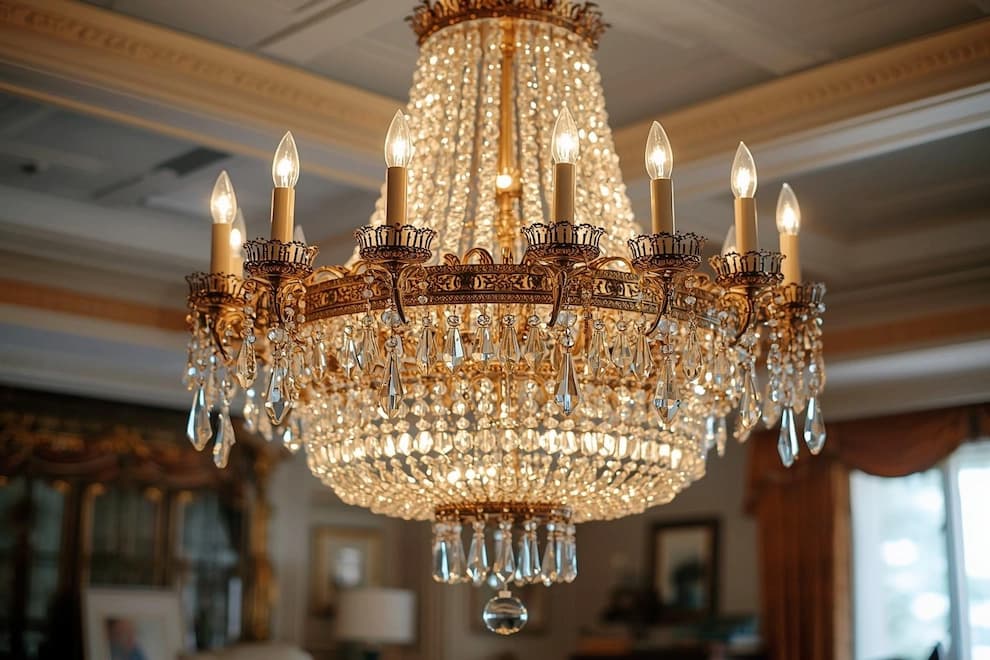 لوستر کلاسیک با طراحی پیچیده و جزئیات منحصر به فرد