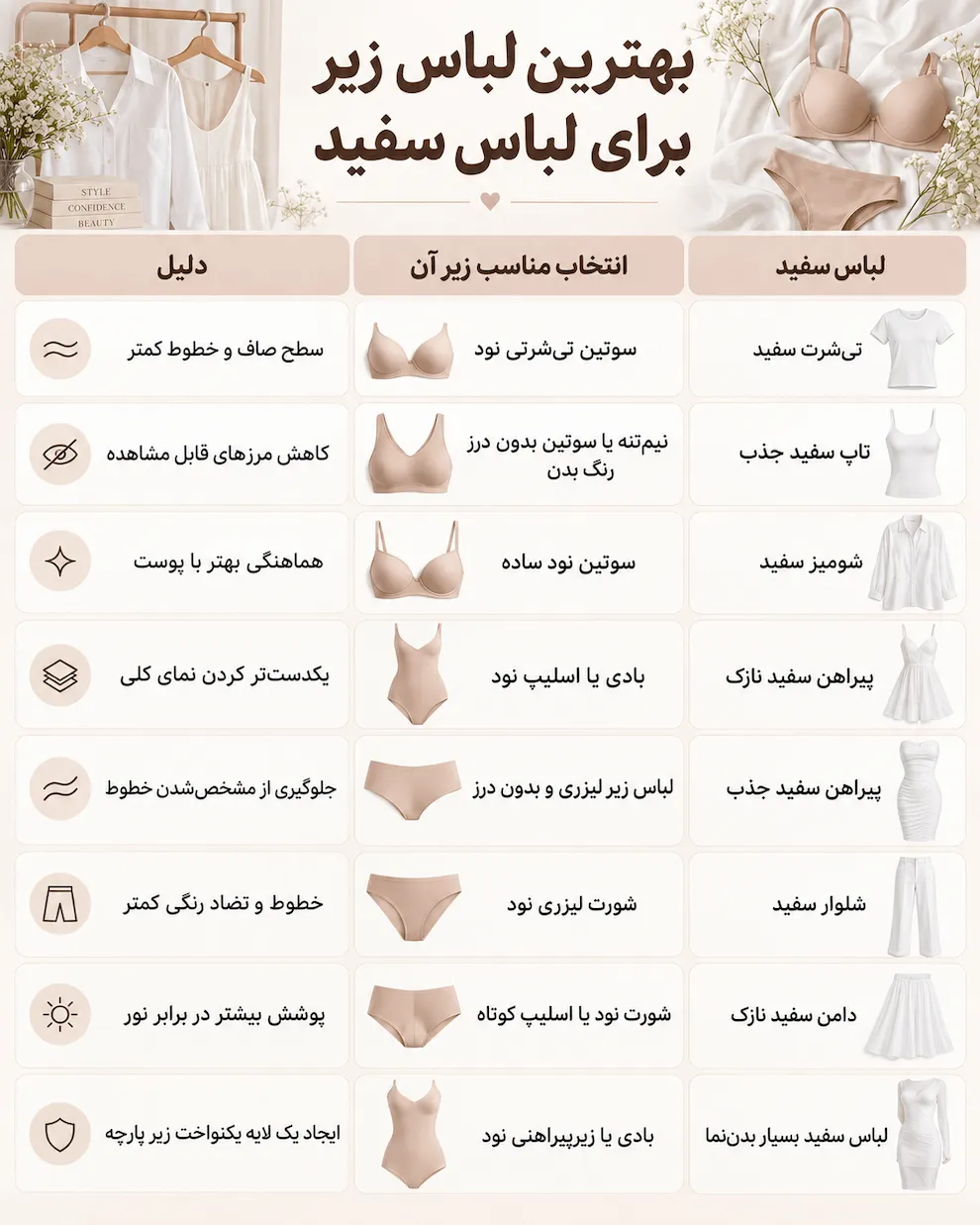 زیر لباس سفید بدن نما چی بپوشیم